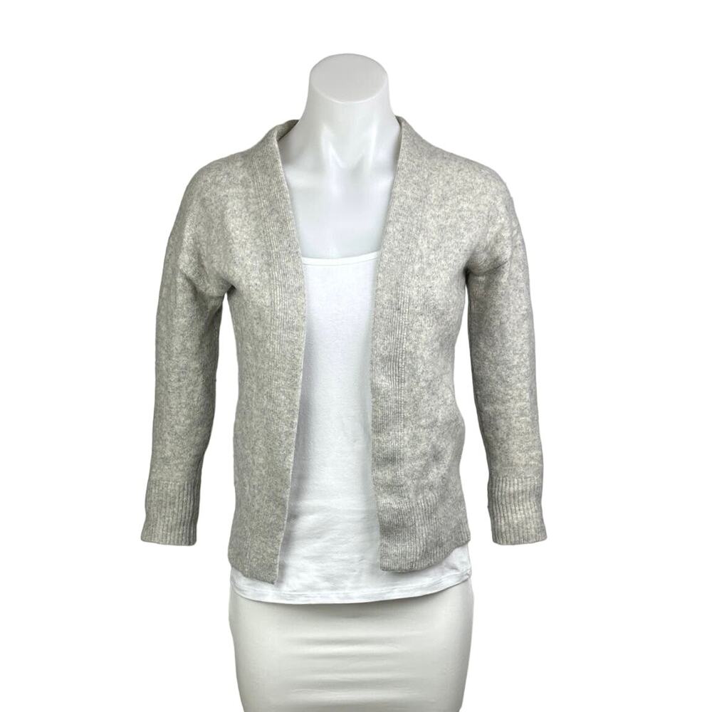 Aritzia Babaton Womens Cashmere Gray Open Front Half Sleeve Cardigan Sweater XXS